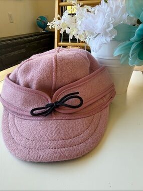 Baby Lil Stormy Kromer Pink Wool Blend Cap with Decorative Bow